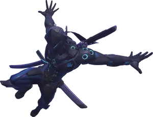 Genji Overwatch Ninja Pose PNG Image