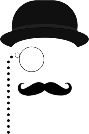 Gentleman Silhouettewith Monocleand Bowler Hat PNG Image