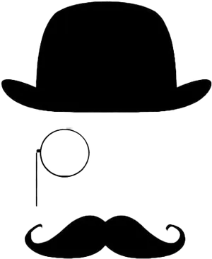 Gentleman Silhouettewith Monocleand Top Hat PNG Image