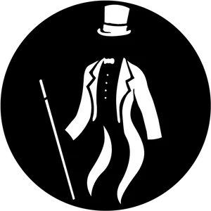 Gentleman Silhouettewith Top Hatand Cane PNG Image