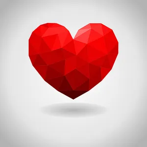 Geometric Red Heart Design PNG Image