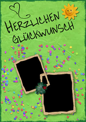 German Birthday Greeting Card PNG with transparent background