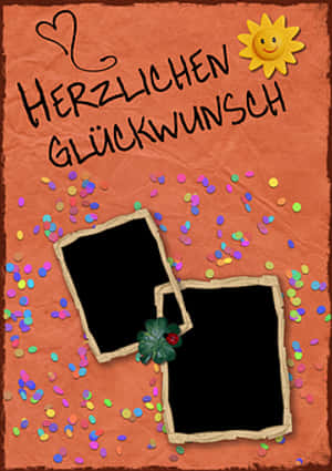 German Birthday Greeting Card Template PNG with transparent background