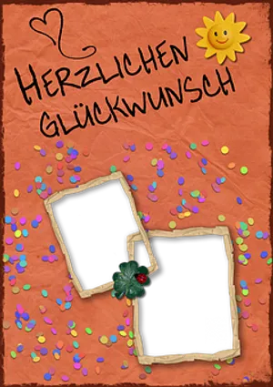 German Birthday Greeting Card Template PNG Image