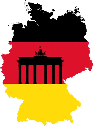 Germany Flag Brandenburg Gate Silhouette PNG Image