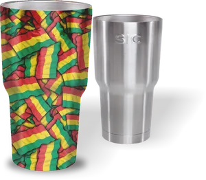 Ghana Flag Printedand Plain Stainless Steel Tumblers PNG Image