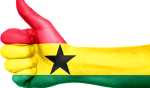 Ghana Flag Thumbs Up Gesture PNG image with transparent background
