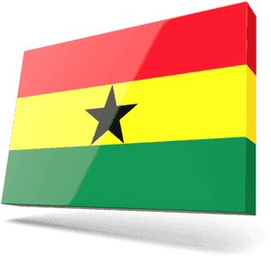 Ghana Flag3 D Rendering PNG image with transparent background