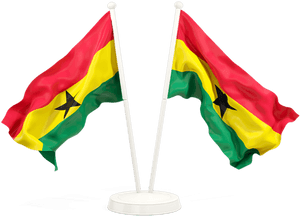 Ghana Flags Crossed Stand PNG image with transparent background