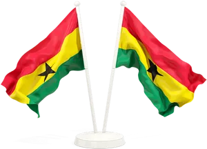 Ghana Flags Crossed Stand PNG Image