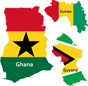 Ghana Guinea Guyana Flags Maps PNG image with transparent background