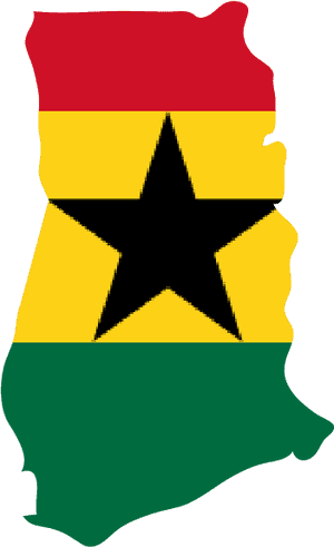 Ghana Map Outlined With Flag Colors PNG image with transparent background