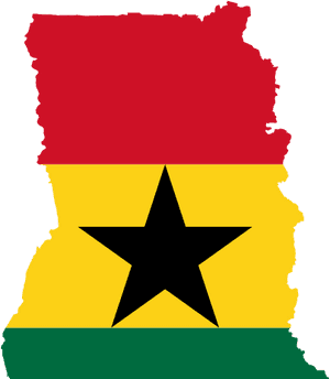 Ghana Map Outlined With Flag Colors PNG image with transparent background