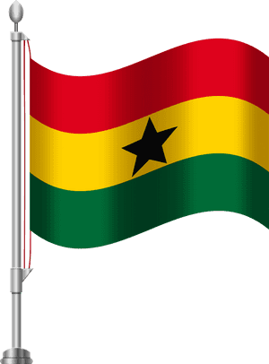 Ghana National Flag Waving PNG image with transparent background