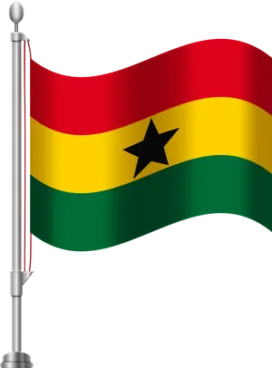 Ghana National Flag Waving PNG Image