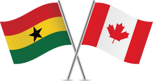 Ghanaand Canada Flags Crossed PNG image with transparent background