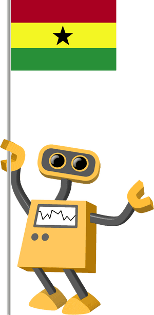 Ghanaian Flagand Cartoon Robot PNG image with transparent background