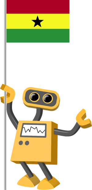 Ghanaian Flagand Cartoon Robot PNG Image