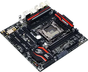 Gigabyte Motherboard Top View PNG Image