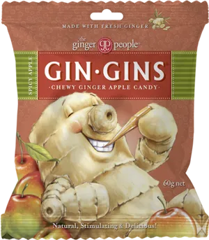 Gin Gins Chewy Ginger Apple Candy Package PNG Image