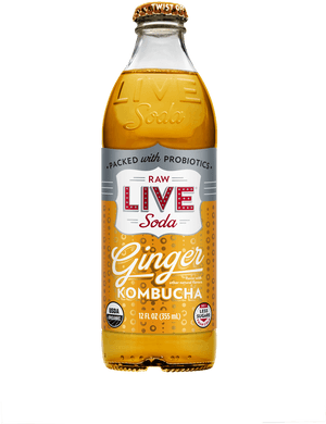 Ginger Kombucha Live Soda Bottle PNG image with transparent background