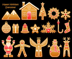 Gingerbread Holiday Icons Set PNG image with transparent background
