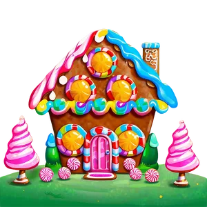 Gingerbread House In Candy Land Png Eib PNG Image