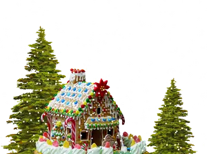 Gingerbread House Winter Wonderland PNG Image