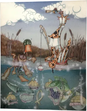 Giraffe_ Fishing_ Amusement PNG Image