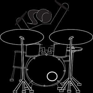 Girl Drummer Silhouette PNG image with transparent background