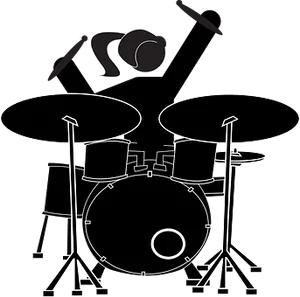 Girl Drummer Silhouette PNG Image