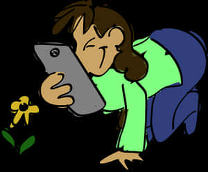 Girl Engrossedin Smartphone Cartoon PNG image with transparent background