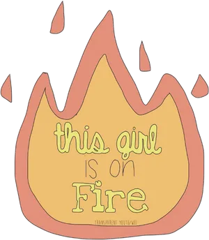 Girl On Fire Illustration PNG Image