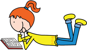 Girl Reading Book Cartoon PNG with transparent background