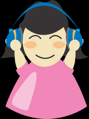 Girl With Headphones Cartoon PNG image with transparent background
