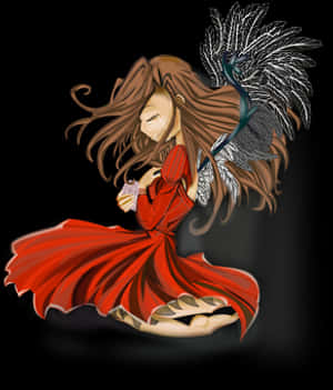 Girlin Redwith Phoenix PNG with transparent background