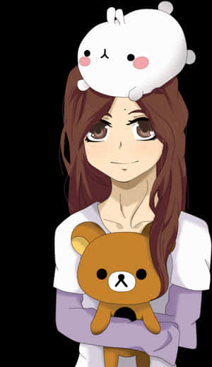 Girlwith Rilakkumaand Korilakkuma PNG image with transparent background
