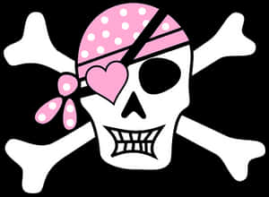Girly Pirate Skulland Crossbones PNG image with transparent background