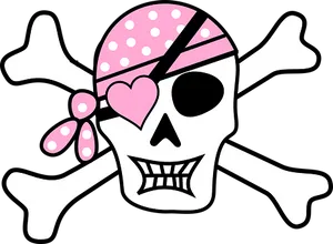 Girly Pirate Skulland Crossbones PNG Image