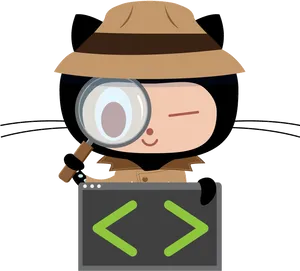 Github Mascot Detective Cartoon PNG Image