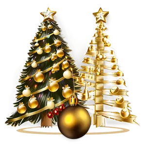 Glamorous Gold Christmas Tree Setups Png 81 PNG Image