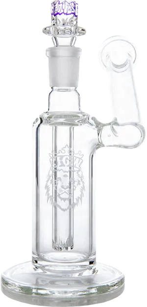 Glass Bongwith Lion Design PNG Image