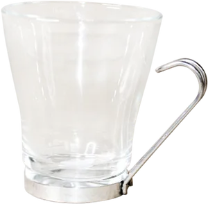 Glass Cupwith Metal Handle PNG Image