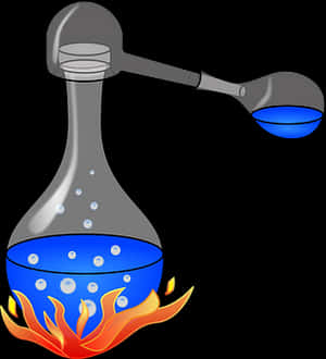 Glass Flask Over Fire Illustration PNG