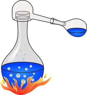 Glass Flask Over Fire Illustration PNG Image