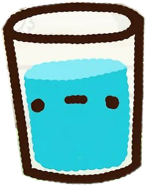 Glassof Water Cartoon Face PNG Image