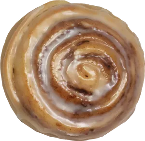 Glazed Cinnamon Roll Top View PNG Image