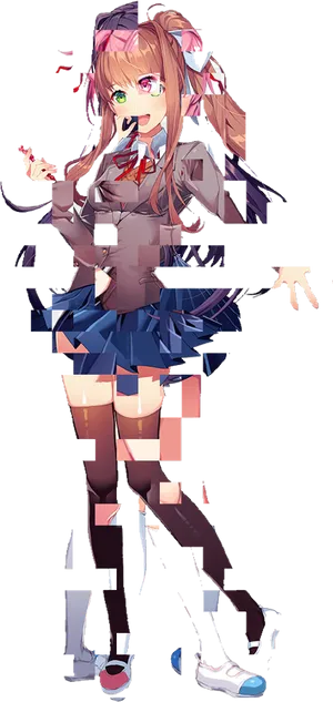 Glitched Anime Girl PNG Image