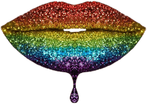 Glitter Rainbow Lips Art PNG image with transparent background