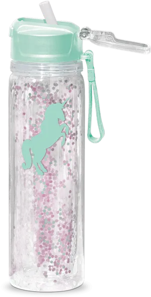 Glitter Unicorn Water Bottle PNG Image